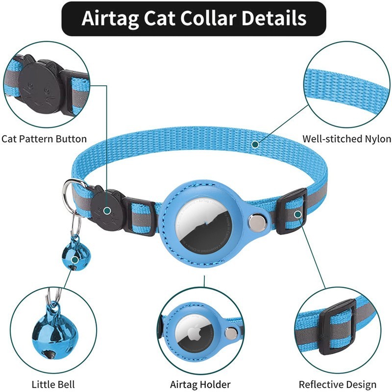 Pet Collar With Bell Airtag Reflective Collar - Image 8