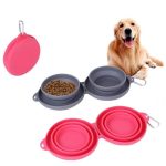 Rubber Foldable Double Bowl Pet Feeding Bowl Pets Supplies Dog Cat Bowls - Imagem 7