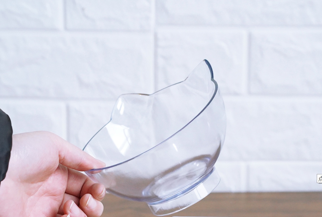 New Inclined Food Cat Ear Oblique Mouth Transparent Single Pet Bowl - Image 3