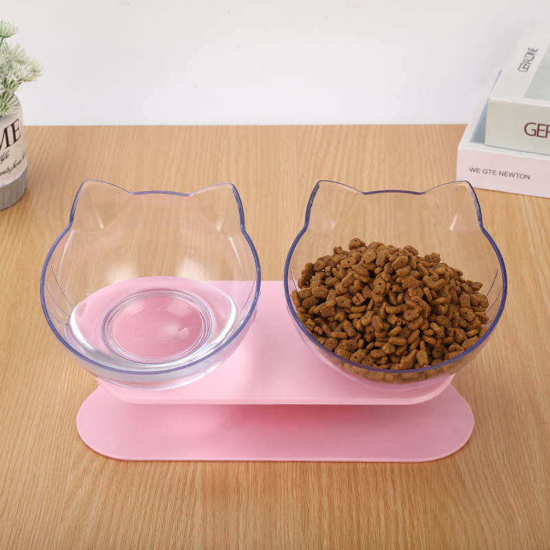 New Inclined Food Cat Ear Oblique Mouth Transparent Single Pet Bowl - Image 5