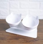 New Inclined Food Cat Ear Oblique Mouth Transparent Single Pet Bowl - Imagem 2